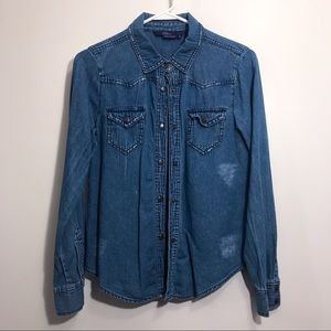 Miley Cyrus Denim Button-Down